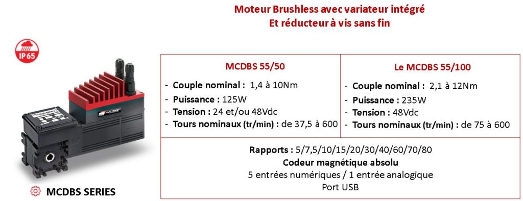 Moteur Brushless avec variateur intégré et réducteur à vis sans fin Mini-Motor